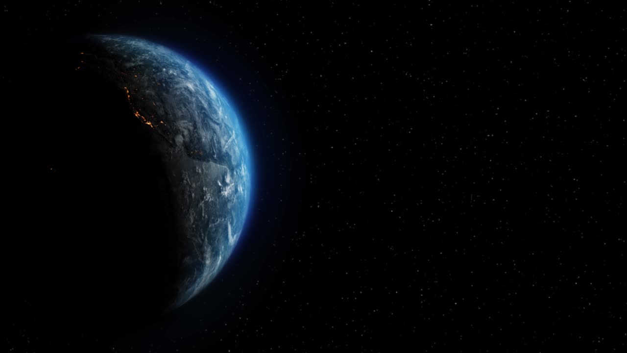 Space view on Planet Earth rotating Solar Eclipse Animation