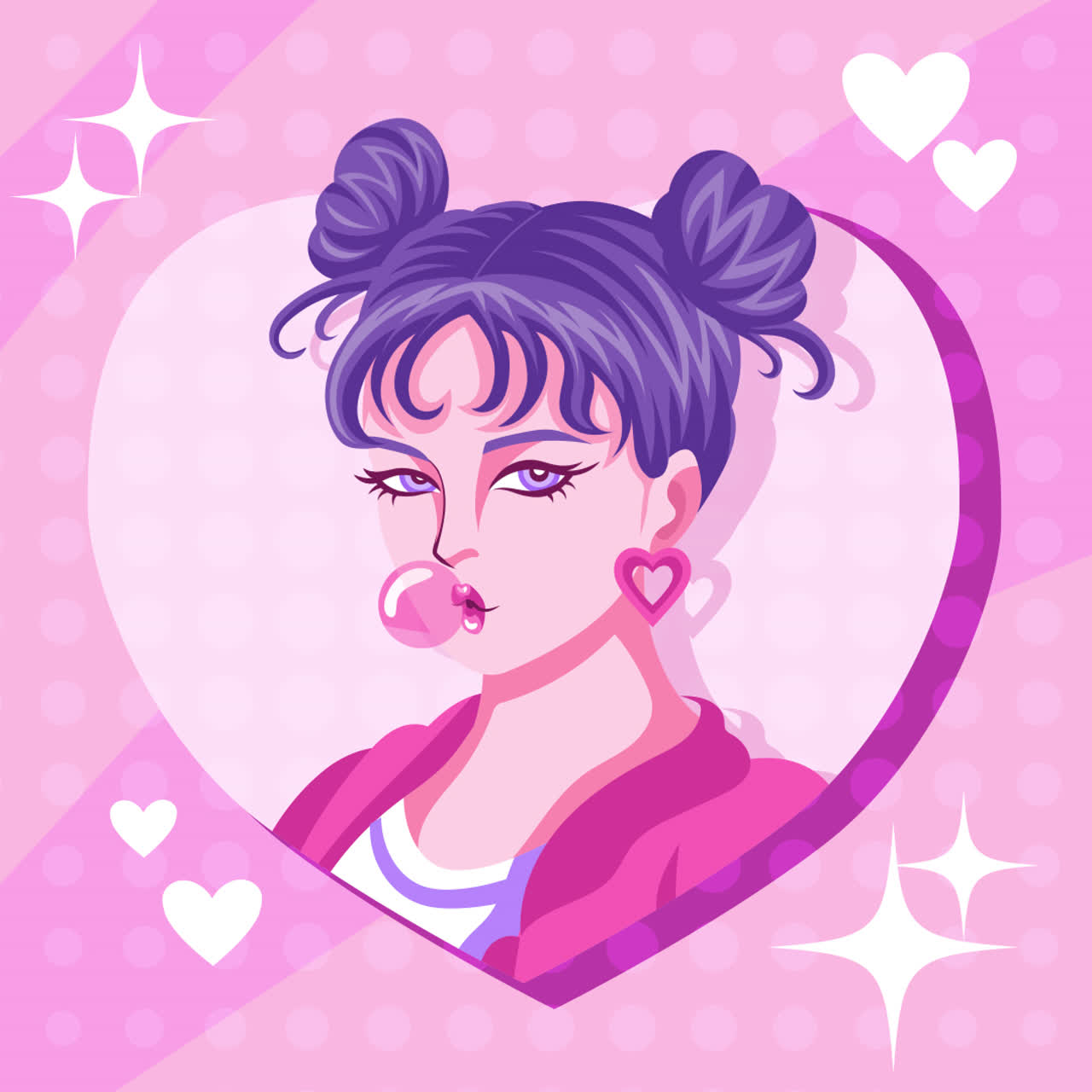 Anime Girl with Bubblegum