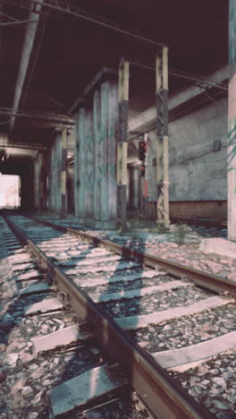 abandoned train tracks under an overpass