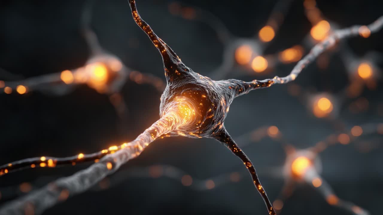 A Detailed Examination of Neuronal Activity: Capturing the Beauty of Neuron Connections with Glowing Synaptic Signals in a Visually Stunning Representation