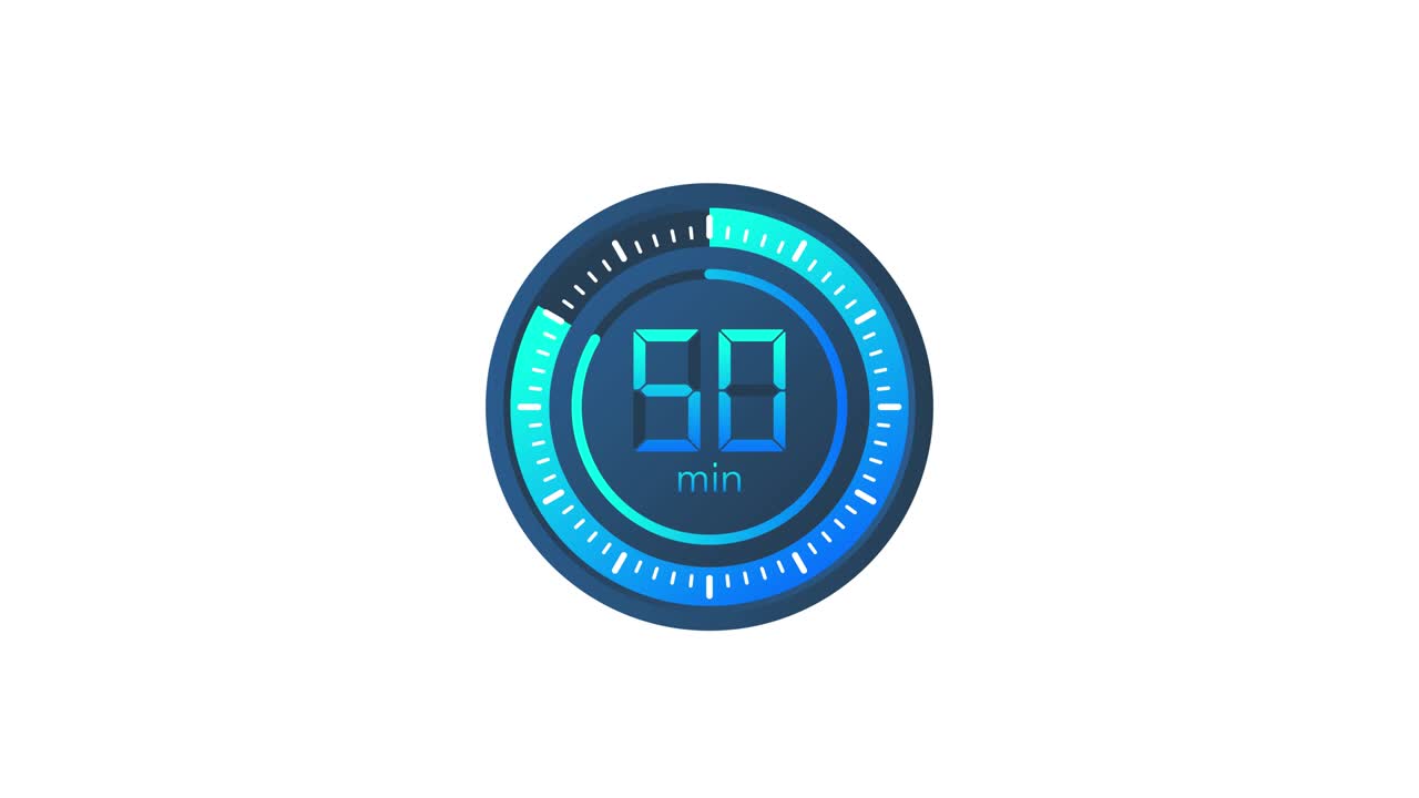 The 50 minutes timer. Stopwatch icon in flat style. Motion graphics.