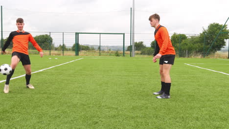young soccer players practicing on field, focusing on ball control and teamwork
