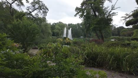 peaceful japanese garden with fountain and pond