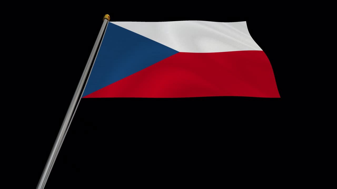 바람에 날아다니는 체코 공화국 발의 루프 비디오, 4k의 느린 동작 비디오, 알파 채널