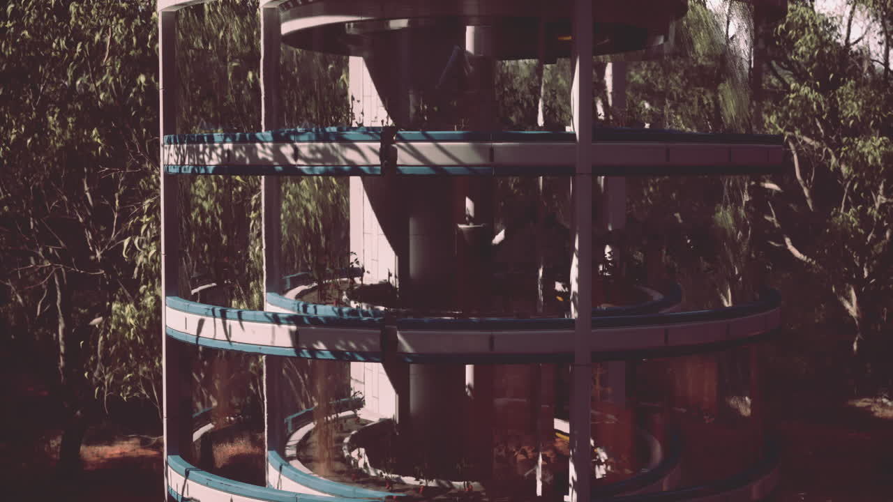 숲 속 의 미래적 인 탑