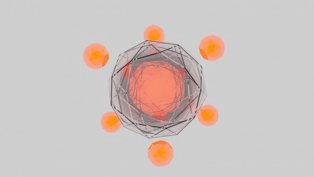 오렌지색 구와 함께 추상적인 기하학적 디자인