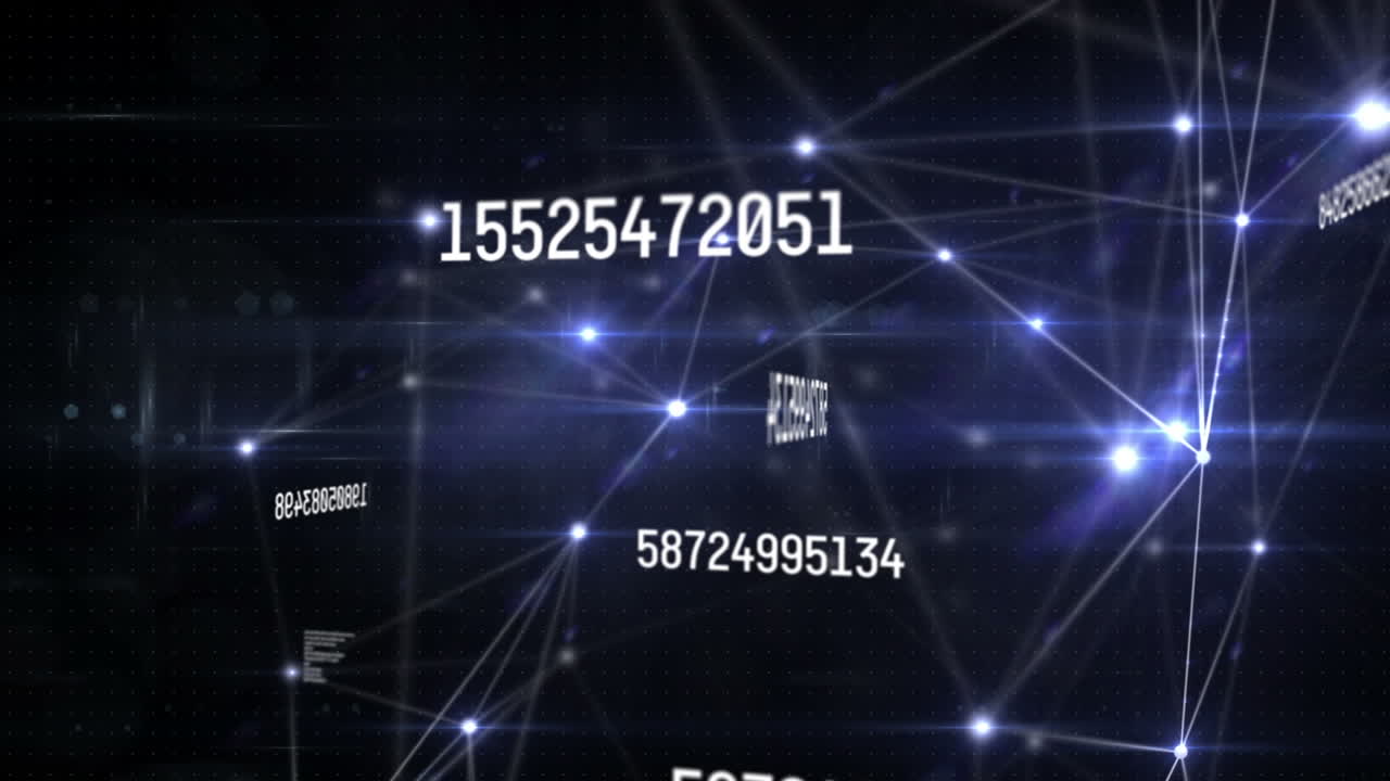 숫자와 데이터 처리로 연결 네트워크의 애니메이션