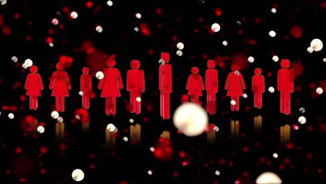 animation of white spots and red people icons on black background