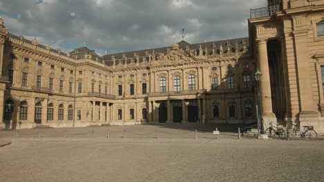 City-center-and-official-government-building-with-short-gates-and-bicycle-parked-outside