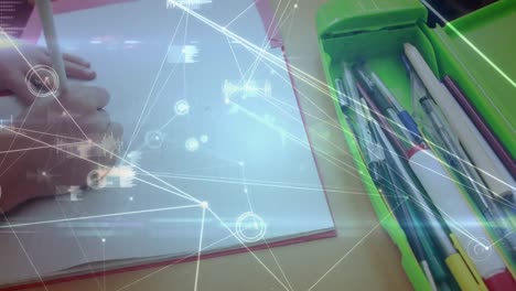 animación de la red de conexiones a través de la escritura de las escolares