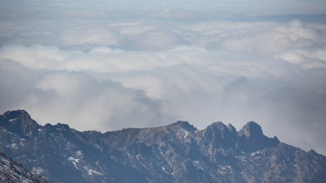 timelapse above the clouds of the sierra nevada mountains near to granada in spain