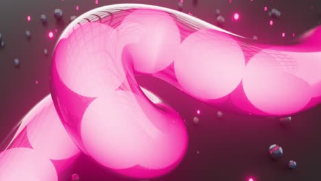 neon pink spheres floating in glass tube seamless loop 3d render animation