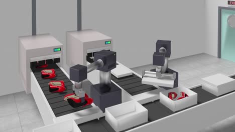 transportador de embalaje de zapatos de trabajo - animación 3d