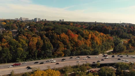 color de otoño sobre don valley parkway toronto ontario canadá