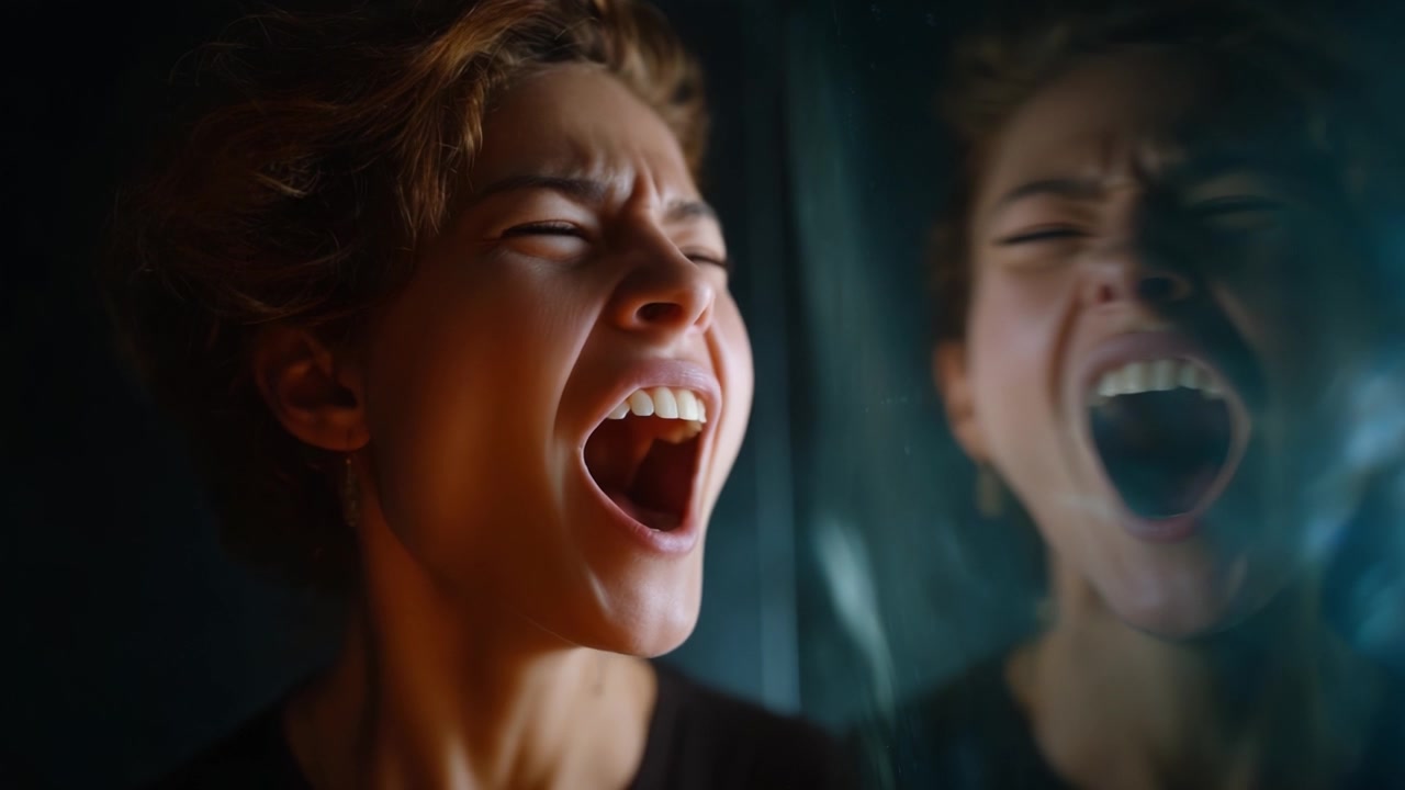 Un Momento Potente Catturato nel Tempo, Che Mostra Emozione Pura Attraverso l'Atto del Canto, Evidenziando l'Intensità e la Passione di un Artista che si Esibisce