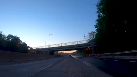 sunrise city skyline driving timelapse pov