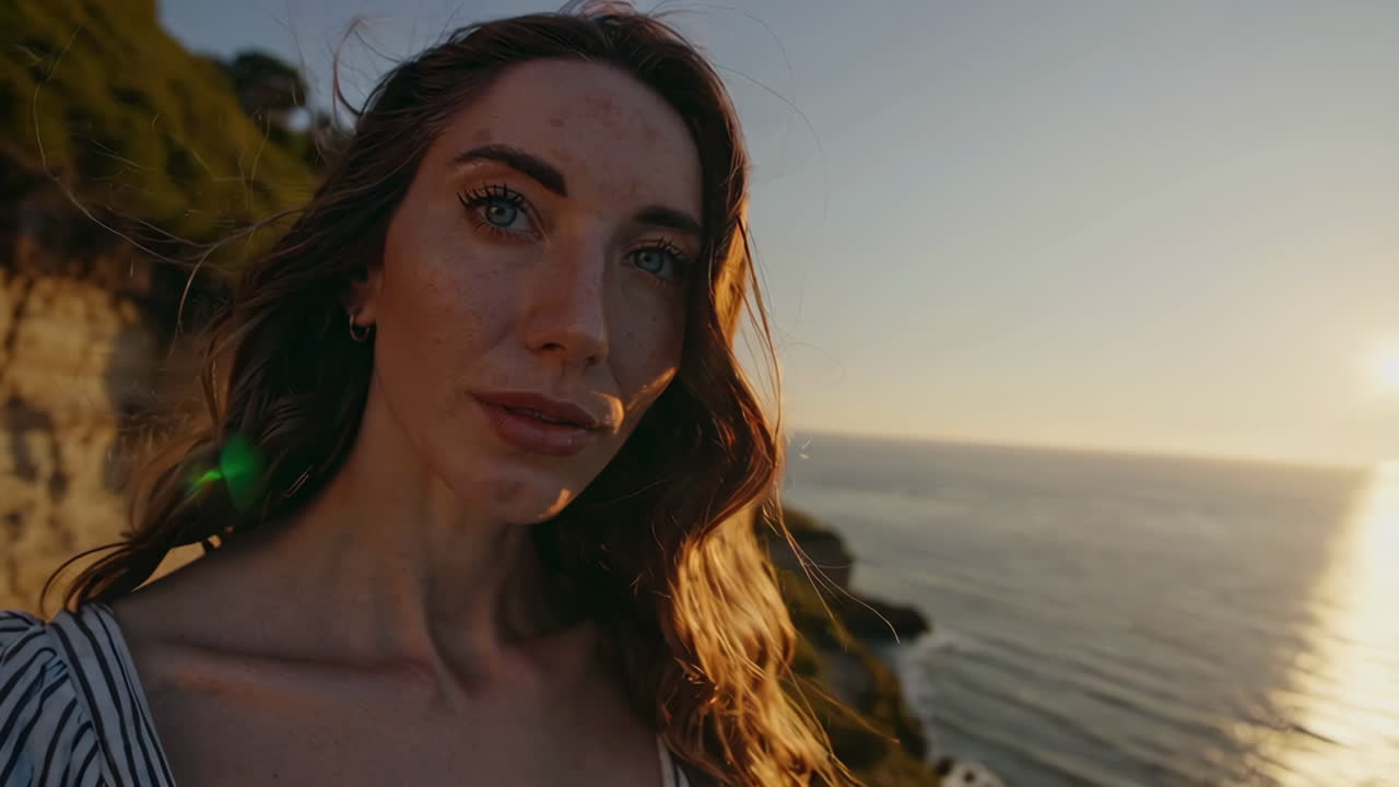 Woman at Sunset on the Coast