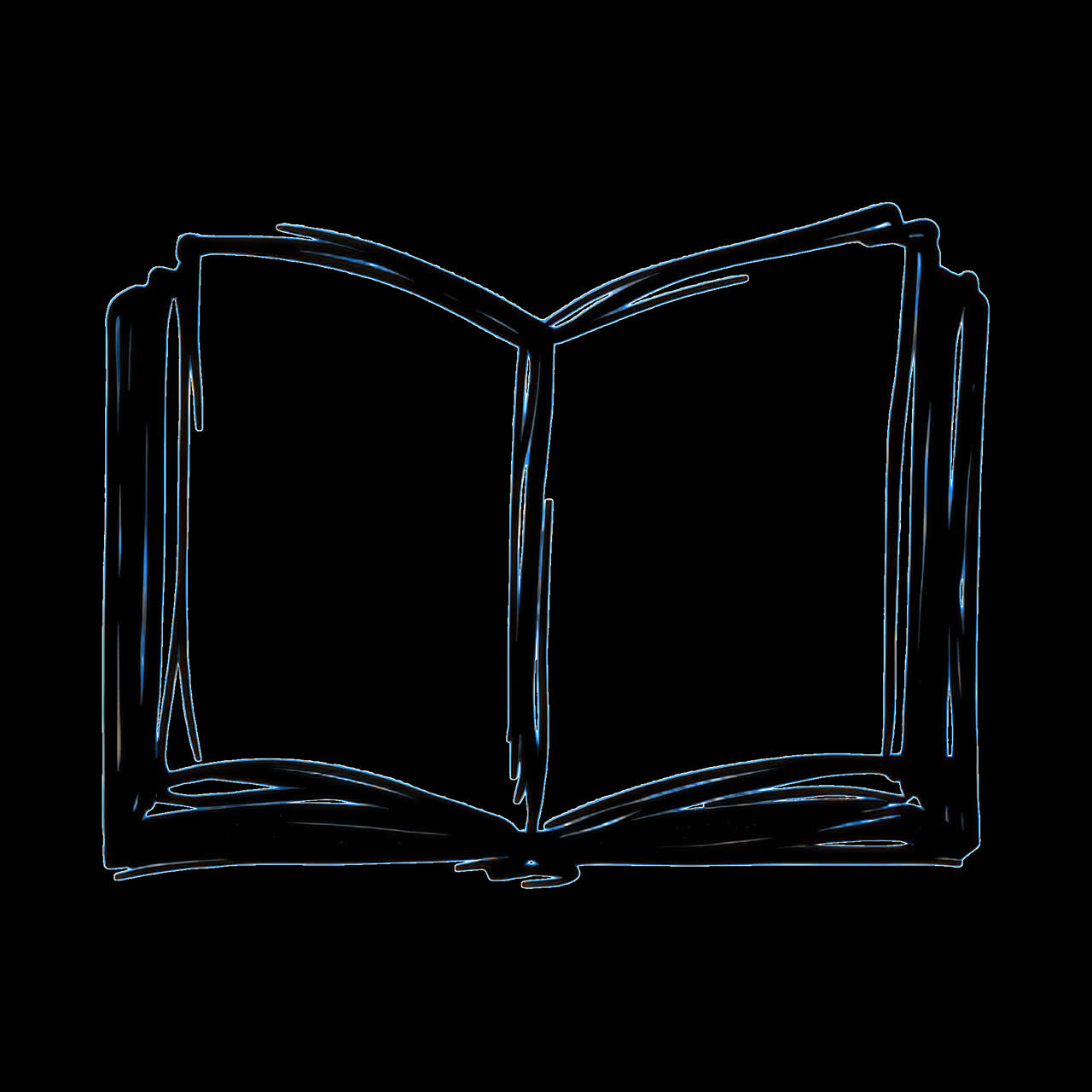 Simple sketch of open book animation isolated asset, transparent 4K video, alpha channel, ProRes