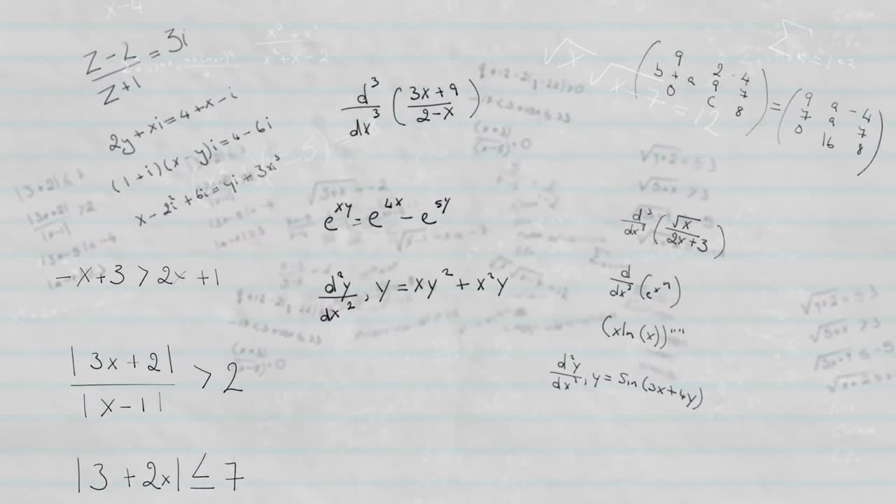 animación del procesamiento de datos matemáticos sobre un fondo blanco