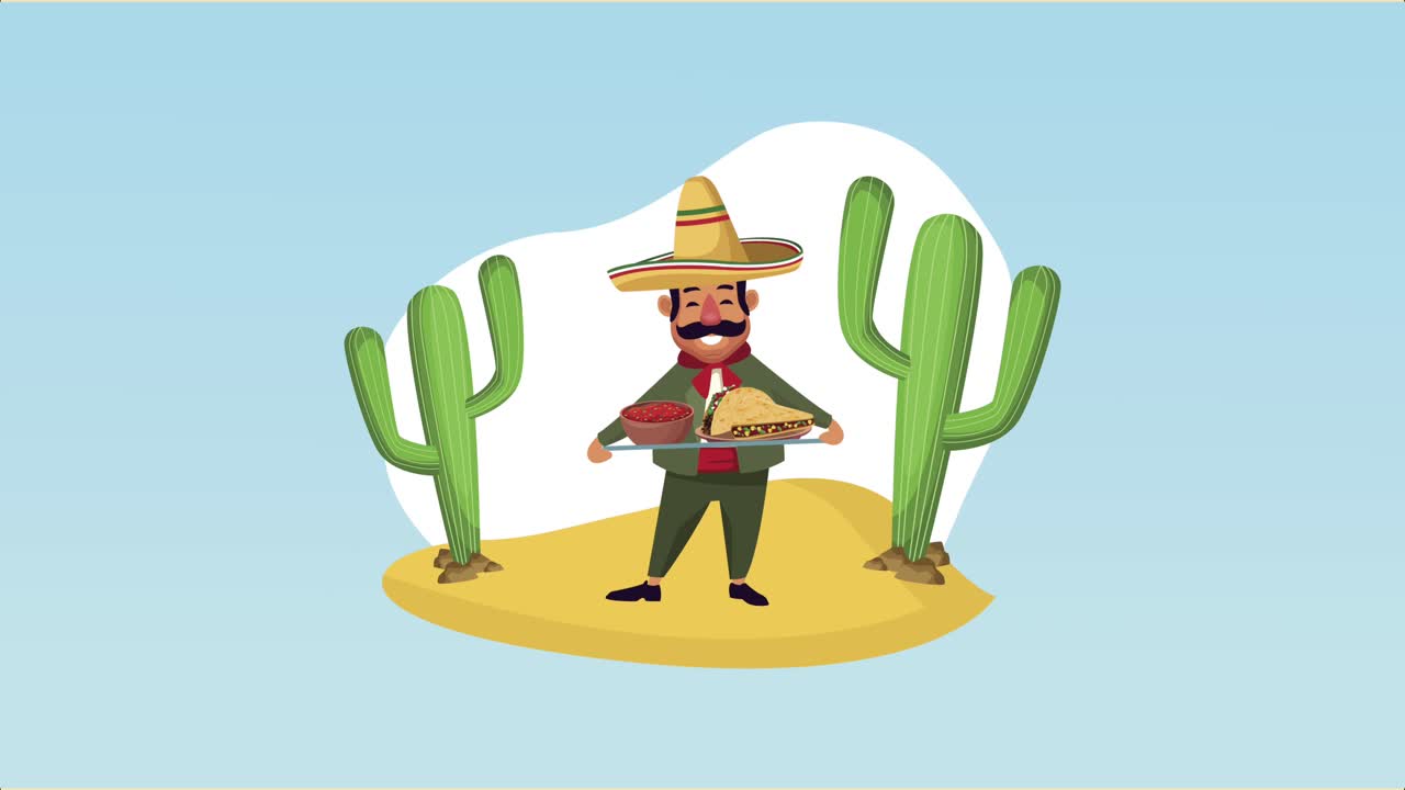 음식 트레이 를 들고 있는 멕시코 사람