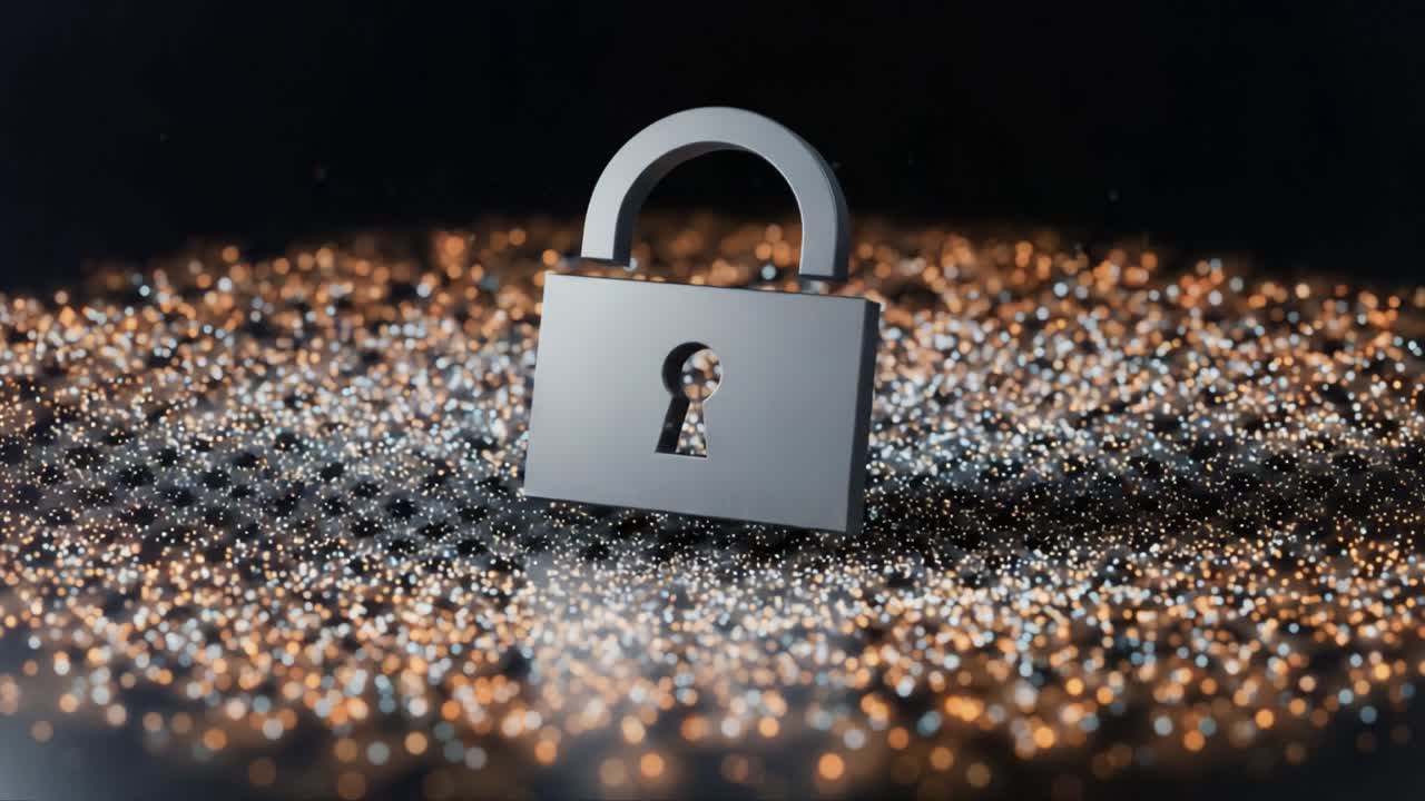 A Sleek, Modern Padlock Surrounded by a Beautiful, Starry Background Emphasizing Security and Protection in a Digital Age