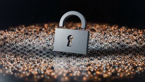 a sleek, modern padlock surrounded by a beautiful, starry background emphasizing security and protection in a digital age