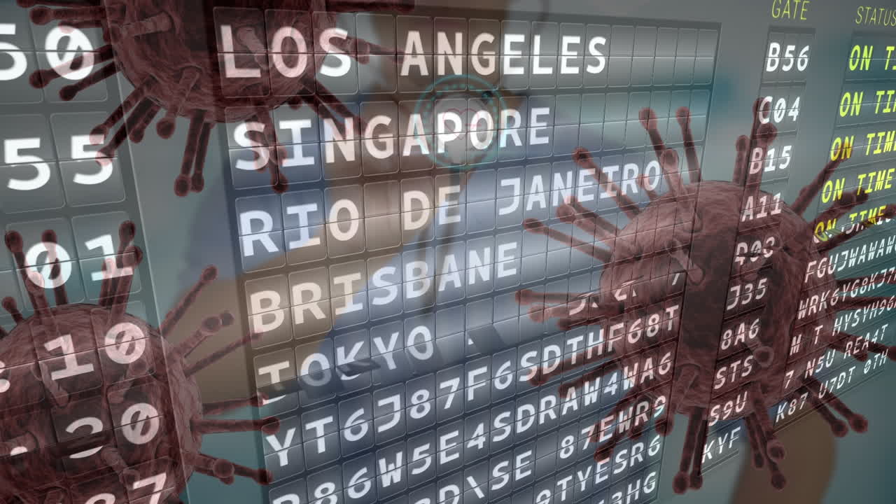 바이러스 세포 위의 출발 보드의 애니메이션