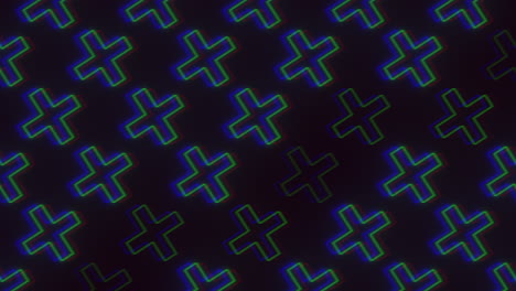 A-Neon-Glitch-Crosses-On-A-Black-Background