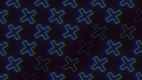 a neon glitch crosses on a black background