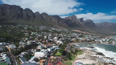 aerial drone footage panning over cape town, south africa