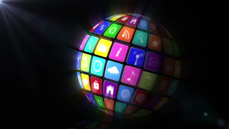 iconos de aplicaciones en el globo giratorio