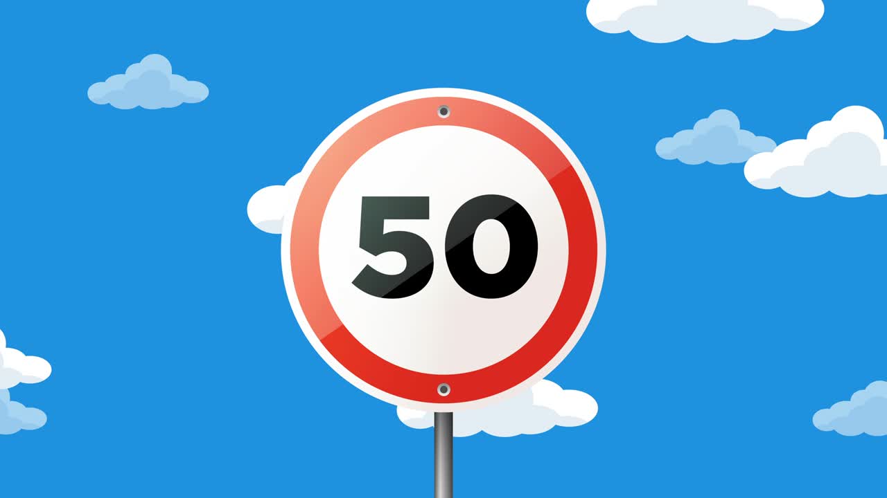 50 속도 도로 표지판 애니메이션