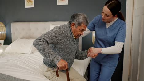 Senior,-walking-and-nurse-for-help