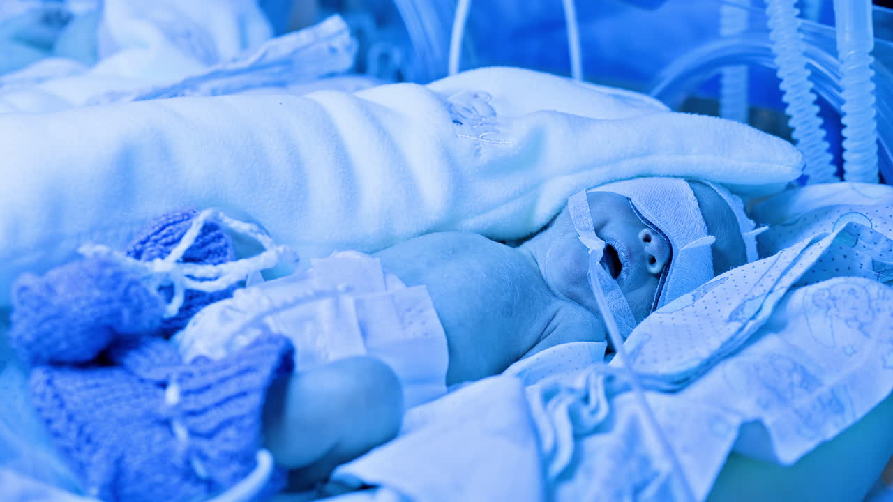 bebé prematuro en la unidad de cuidados intensivos neonatales