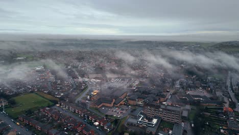 morning misty winter aerial scene