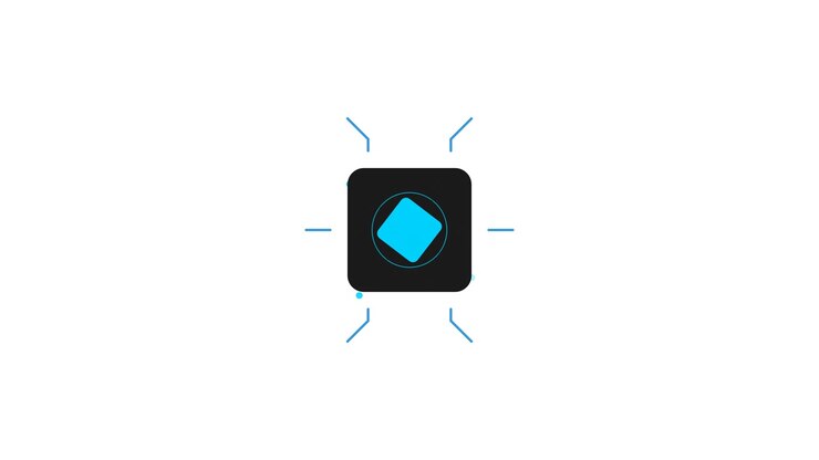Animated Digital Microchip Processor Icon with Pulsing Light