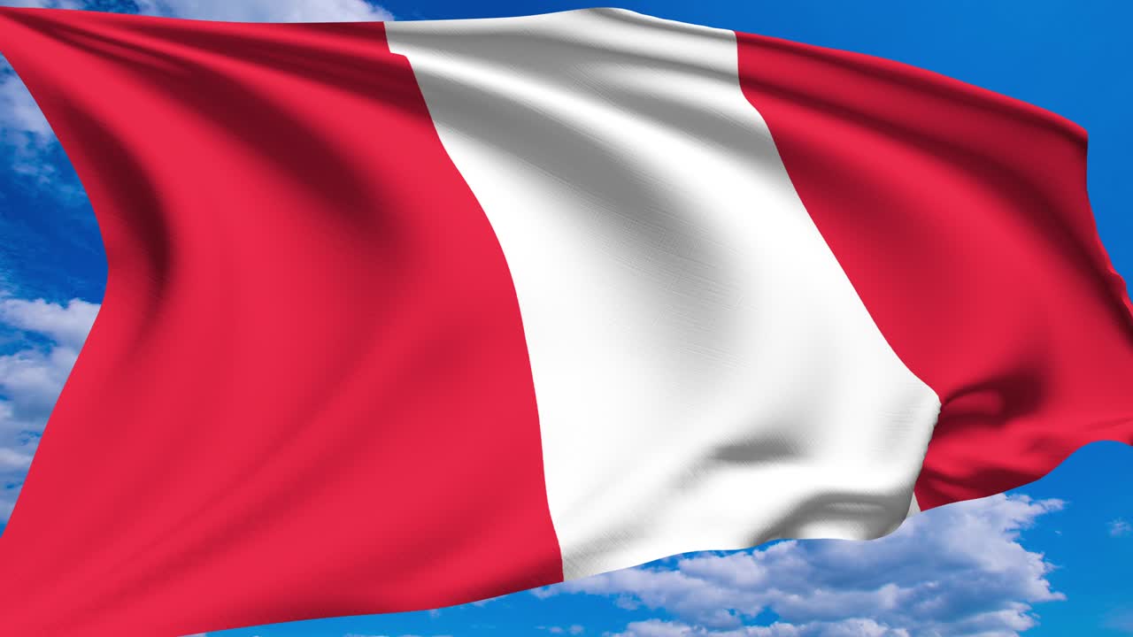 bandera de perú contra un cielo nublado (canal alfa, en bucle)