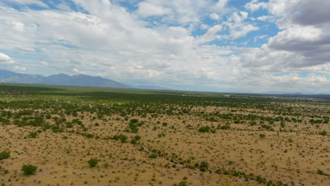 Drone-shot-of-the-Sonoran-desert-in-Arizona,-slow-moving-aerial-shot-with-mountains-in-the-distance