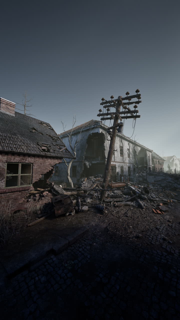 paisaje urbano en ruinas: una escena post-apocalíptica