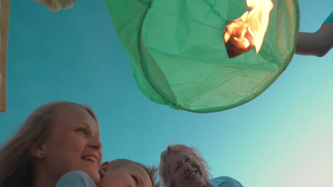 Familie-Wird-Himmelslaterne-Fliegen-Lassen