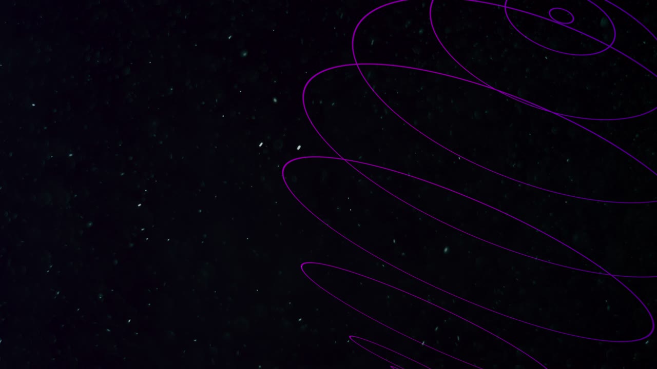 Abstract geometric circles and lines in dark space with fly glitters