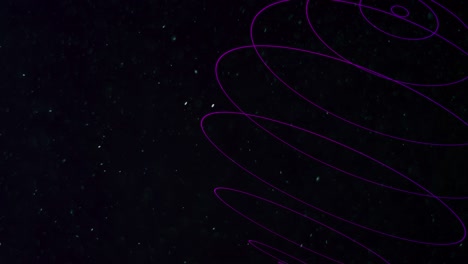 círculos geométricos abstractos y líneas en el espacio oscuro con brillos de mosca