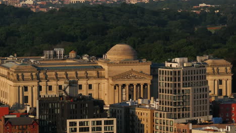aerial view of the brooklyn museum at sunrise