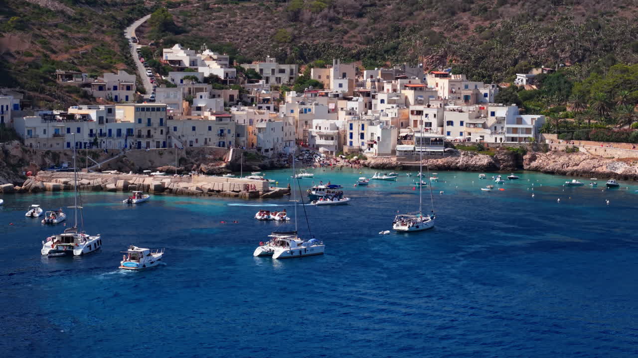 Coastal Town with Sailboats