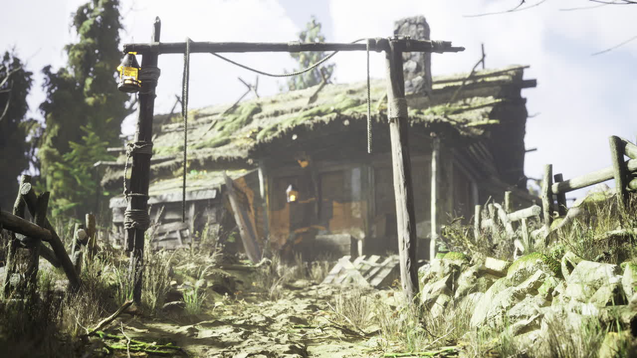 Rustic cabin in a forested area during daytime with natural lighting