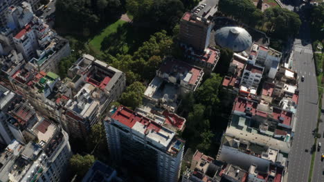 aerial - recoleta and its cemetery, buenos aires, argentina, wide shot top down