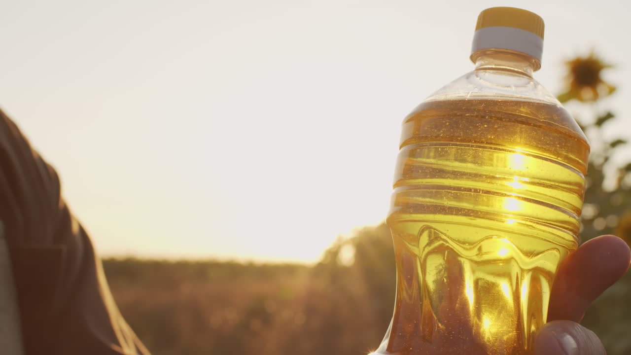 Bottle Of Golden Sunflower Oil
