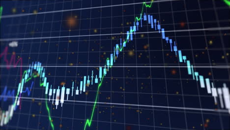 animación del procesamiento de datos financieros sobre un fondo azul