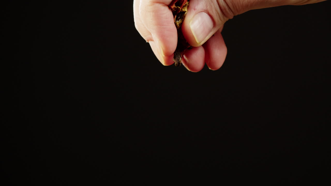 Close Up of Hand Sprinkling Spices in Slow Motion