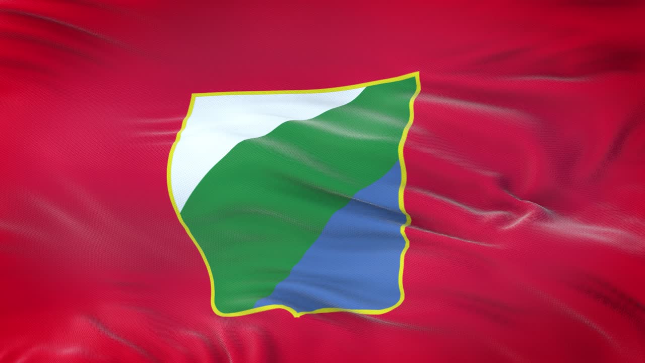 abruzzo (región de italia) bandera ondeando en el viento con textura de tela muy detallada. bucle sin costuras